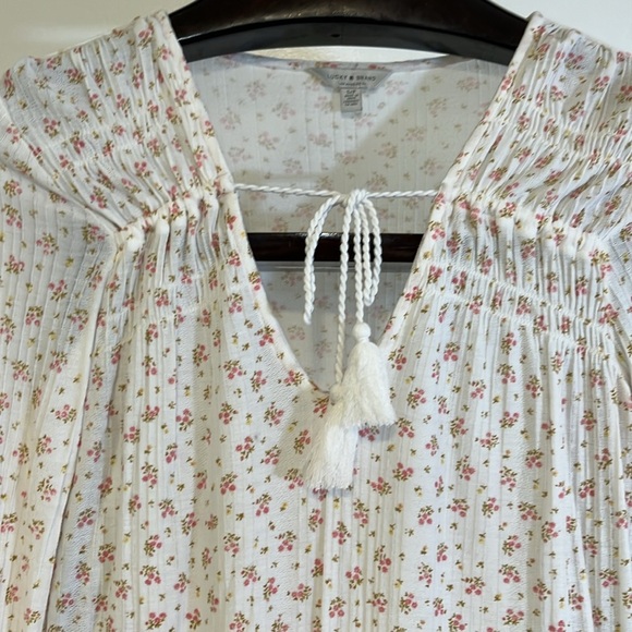 Lucky, brown women’s size SP cotton, long sleeve floral blouse - Picture 3 of 4